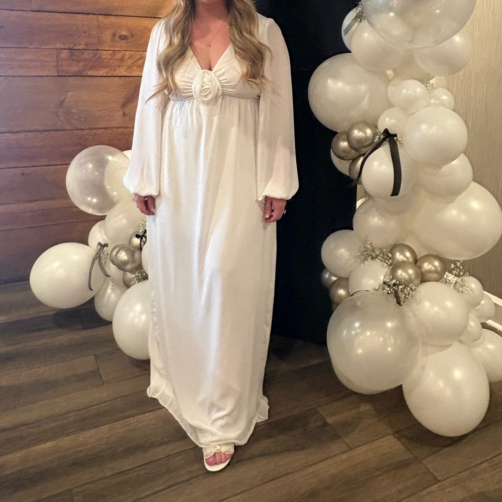 SHOW ME YOUR MUMU Rosetta Maxi Dress In White Silky Crepe
